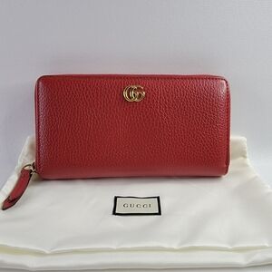 GUCCI GG Marmont Leather Zippy Long Wallet